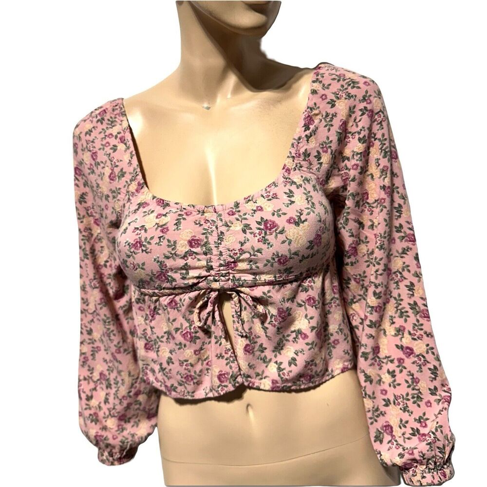 Jolie Joy Top Coquette Babydoll Balloon Sleeve Flower Power Hippie Festival S